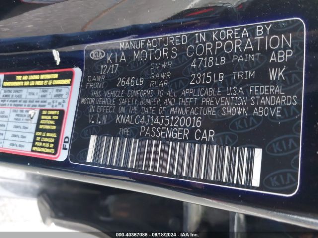 KNALC4J14J5120016 KIA Cadenza Premium