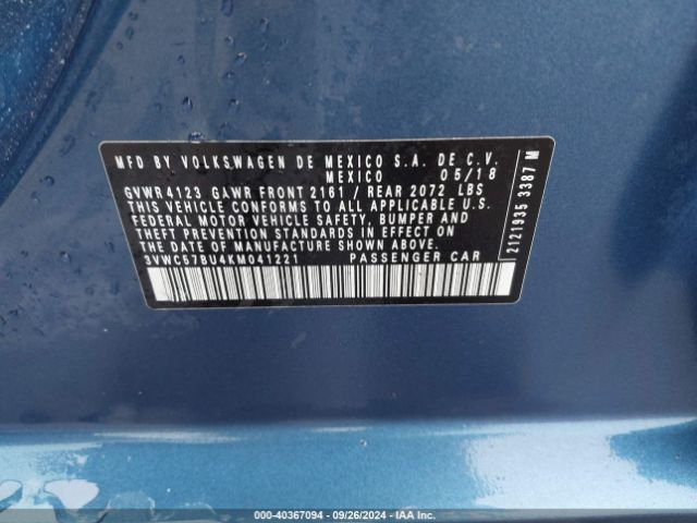 3VWC57BU4KM041221 Volkswagen Jetta 1.4t R-line/1.4t S/1.4t Se