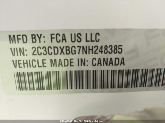 2C3CDXBG7NH248385 Dodge Charger Sxt Rwd