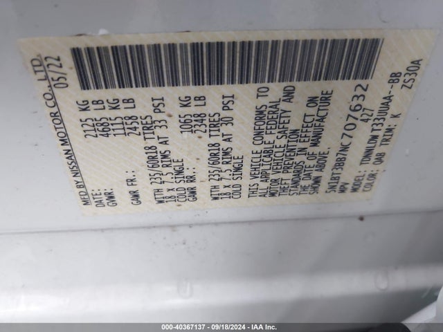 Nissan Rogue Sv Intelligent Awd 2022 5N1BT3BB7NC707632 Image 9