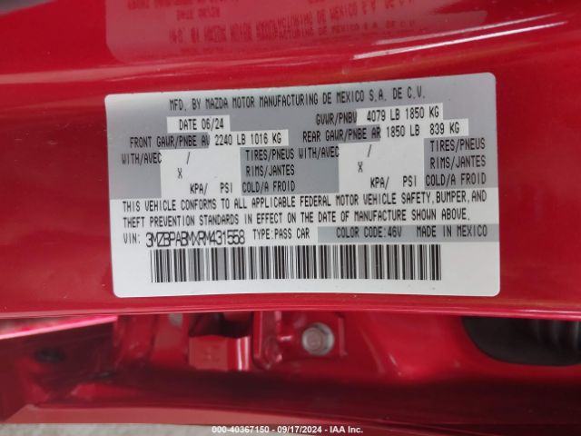 3MZBPABMXRM431558 Mazda Mazda3 2.5 S Select Sport