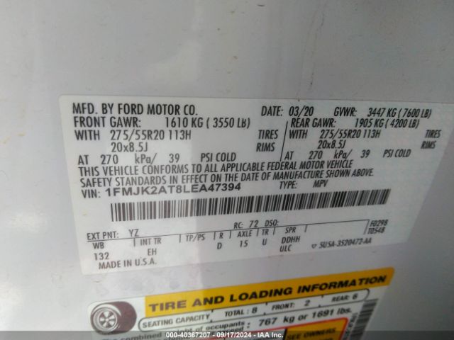 1FMJK2AT8LEA47394 Ford Expedition Limited Max