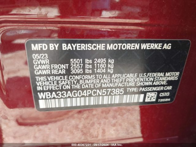 WBA33AG04PCN57385 BMW 530e Xdrive