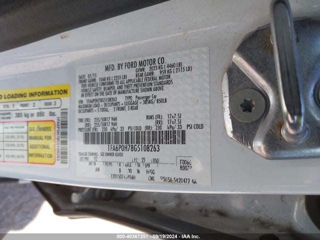 Ford FUSION SE 2016 1FA6P0H78G5108263 Image 9