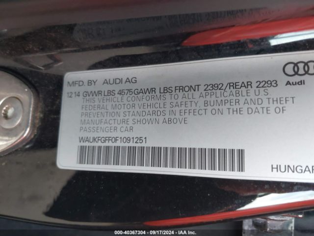 WAUKFGFF0F1091251 Audi A3 2.0t Premium