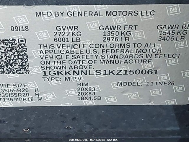1GKKNNLS1KZ150061 GMC Acadia Slt-2