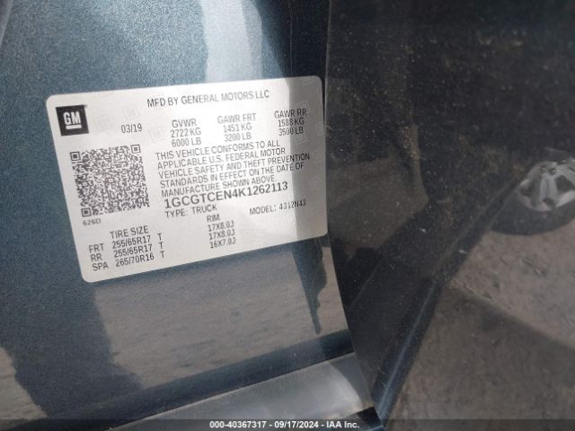 1GCGTCEN4K1262113 Chevrolet Colorado Lt