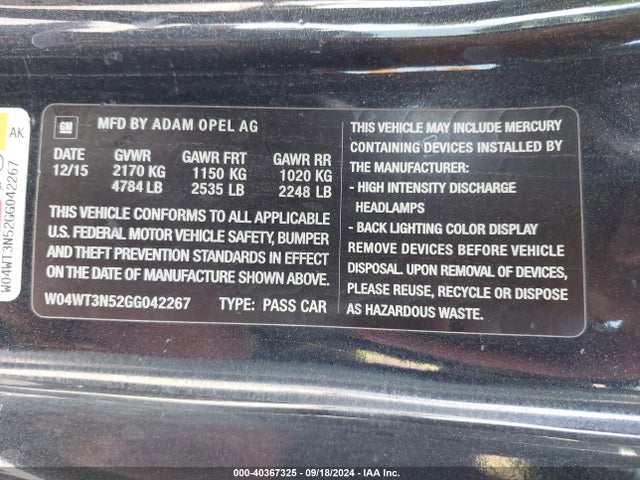 W04WT3N52GG042267 Buick Cascada Premium