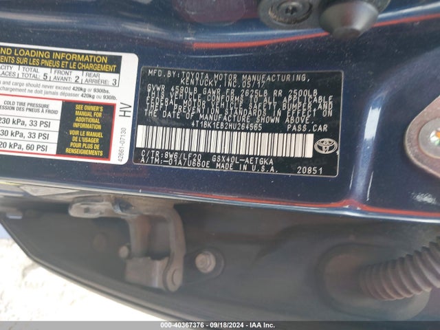 Toyota Avalon Xle Premium 2017 4T1BK1EB2HU264565 Image 9