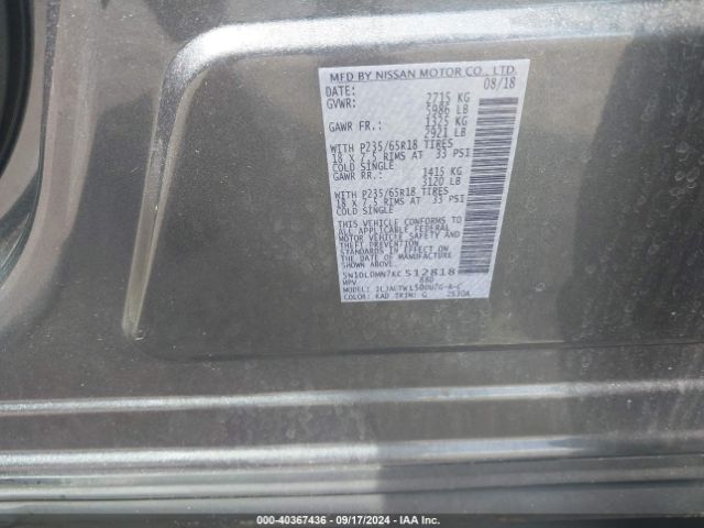 5N1DL0MN7KC512818 Infiniti QX60 LUXE
