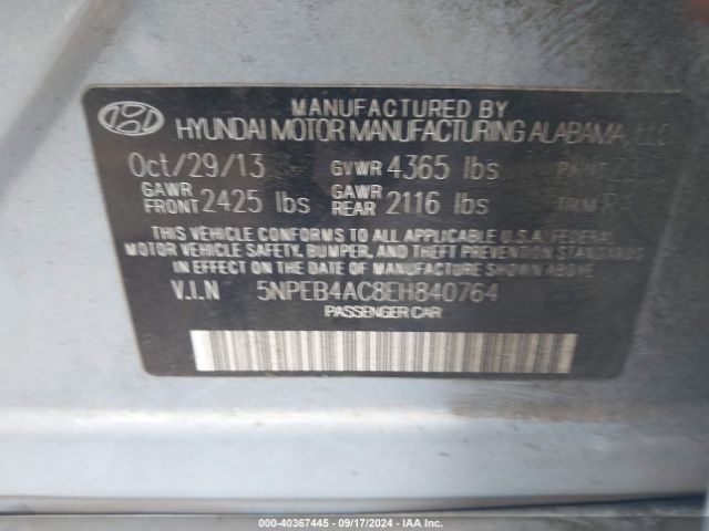 5NPEB4AC8EH840764 Hyundai SONATA GLS