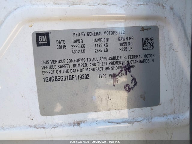 1G4GB5G31GF119202 Buick Lacrosse Leather