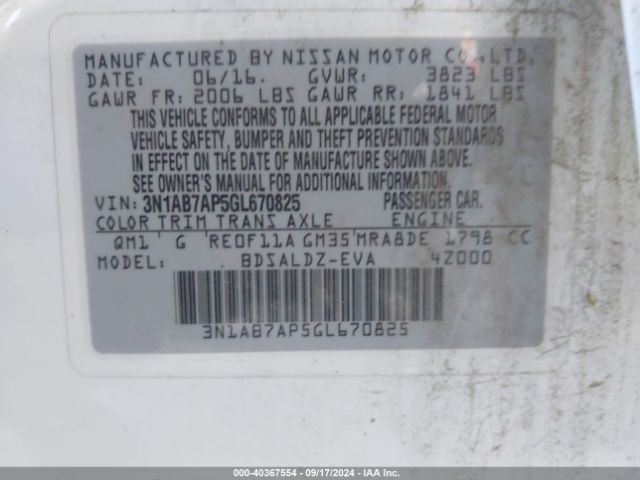 3N1AB7AP5GL670825 Nissan SENTRA SV