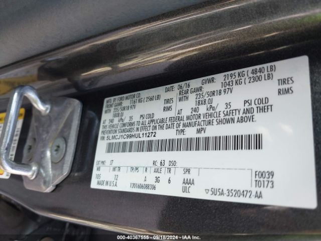 5LMCJ1C99HUL11272 Lincoln Mkc Premiere