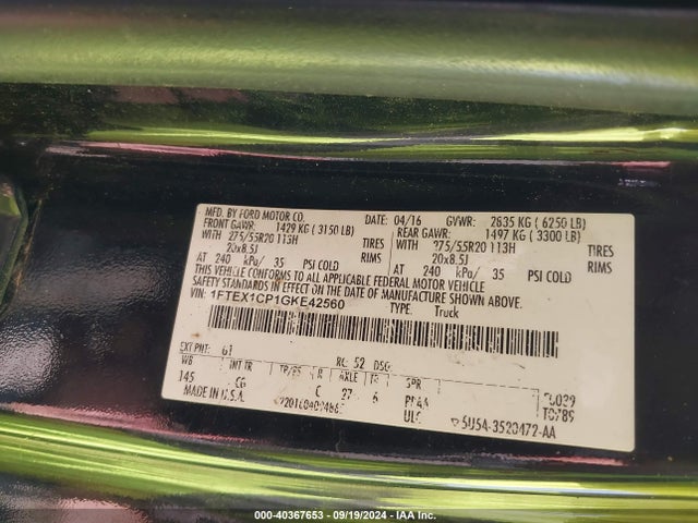 Ford F-150 Xl 2016 1FTEX1CP1GKE42560 Image 9