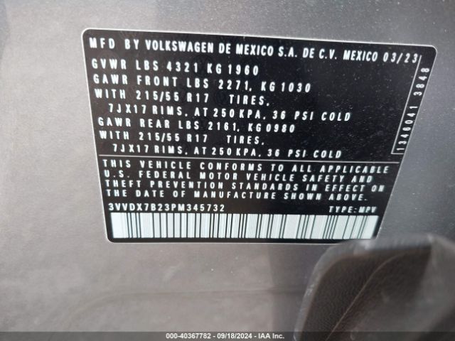 3VVDX7B23PM345732 Volkswagen Taos 1.5t S