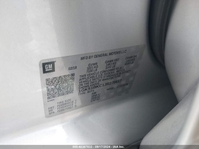 1GKS1BKC1JR276617 GMC YUKON SLT