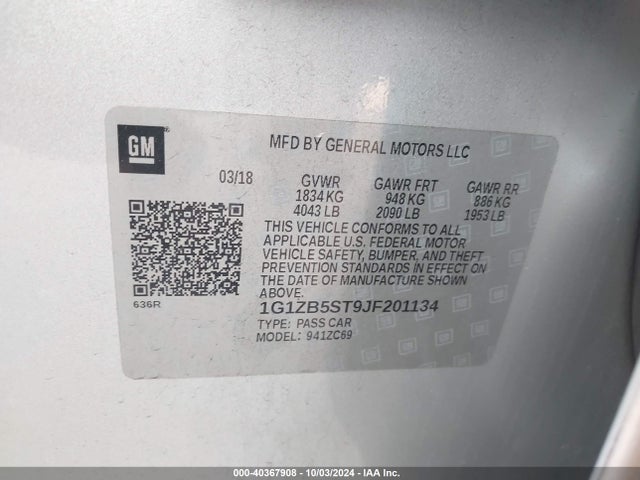 Chevrolet Malibu 1ls 2018 1G1ZB5ST9JF201134 Image 9