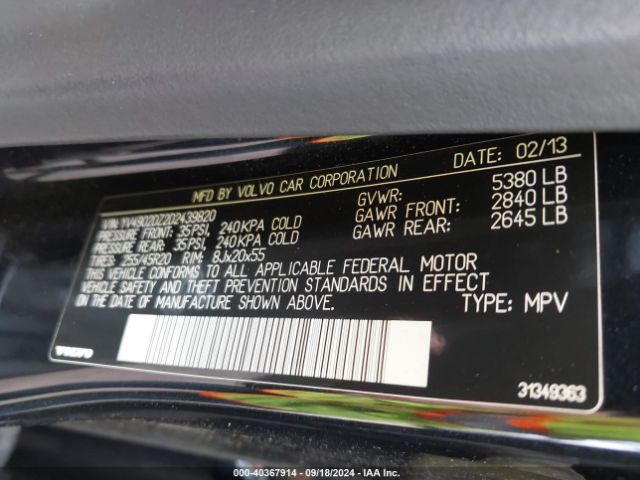 2013 VOLVO XC60 YV4902DZ2D2439820 Photo 8