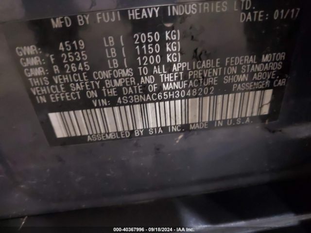 4S3BNAC65H3048202 Subaru Legacy 2.5i Premium