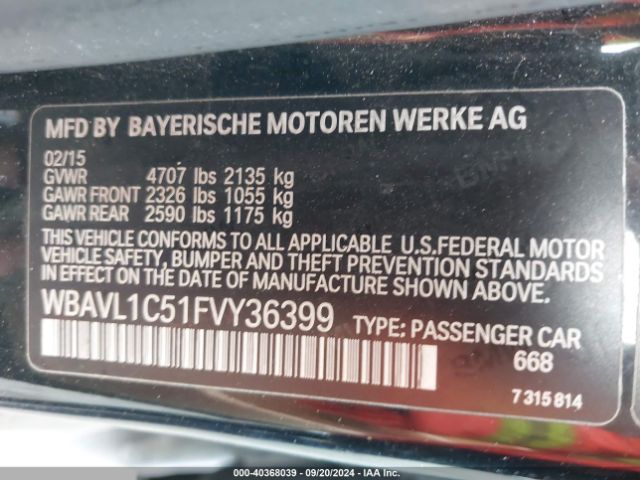 WBAVL1C51FVY36399 BMW X1 Xdrive28i