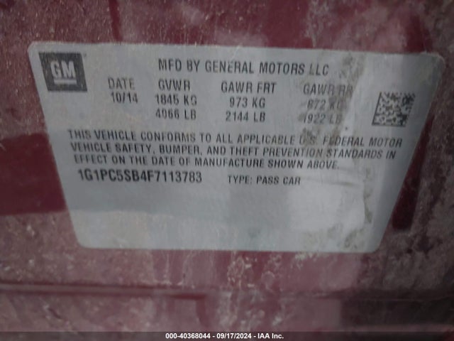 Chevrolet Cruze 1lt Auto 2015 1G1PC5SB4F7113783 Image 9