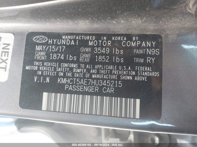 Hyundai ACCENT SE 2017 KMHCT5AE7HU345215 Image 9