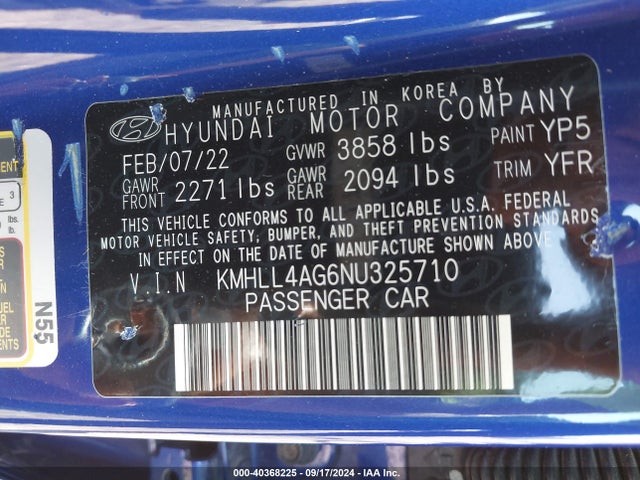 Hyundai ELANTRA SE 2022 KMHLL4AG6NU325710 Image 9