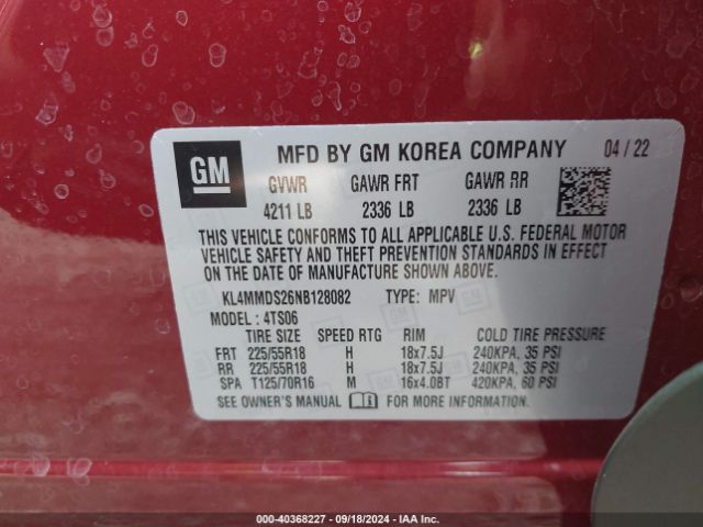 KL4MMDS26NB128082 Buick Encore Gx Fwd Select