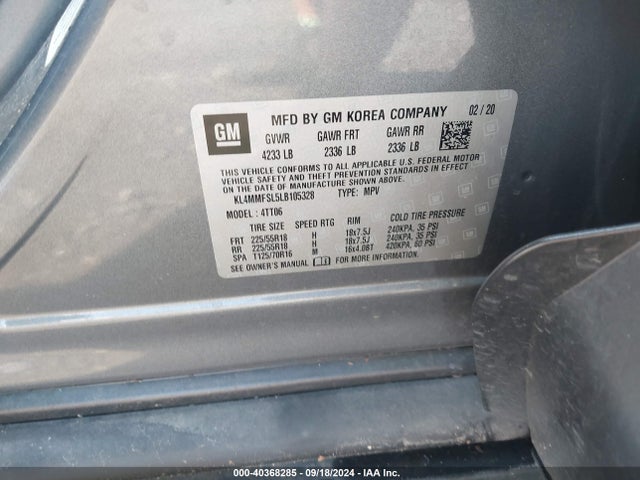 KL4MMFSL5LB105328 Buick Encore Gx Fwd Essence