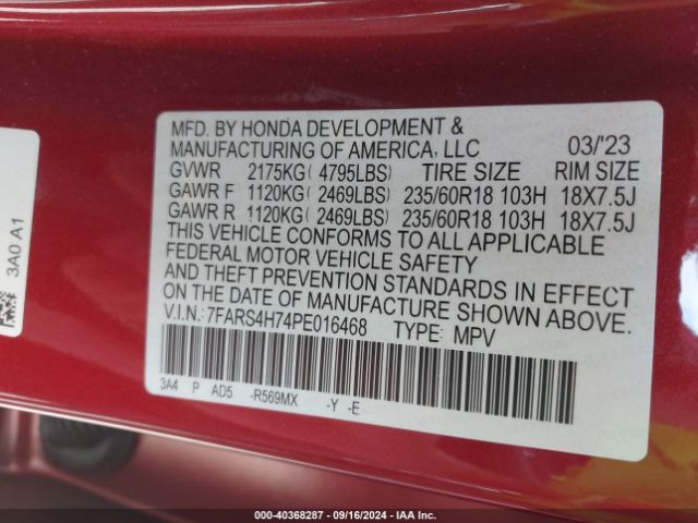 7FARS4H74PE016468 Honda Cr-v Ex-l Awd