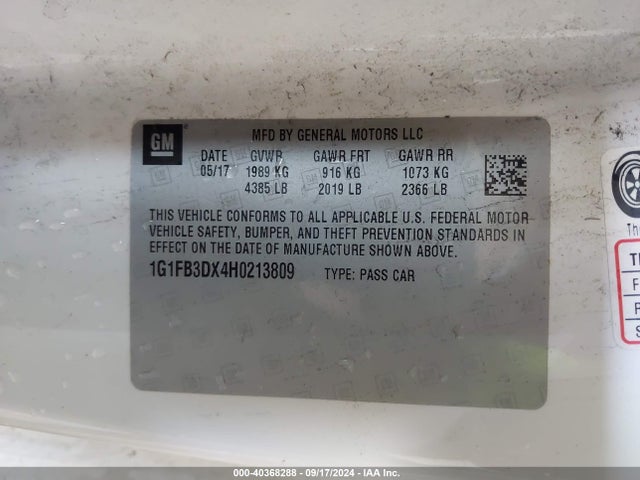 Chevrolet Camaro 1lt 2017 1G1FB3DX4H0213809 Image 9