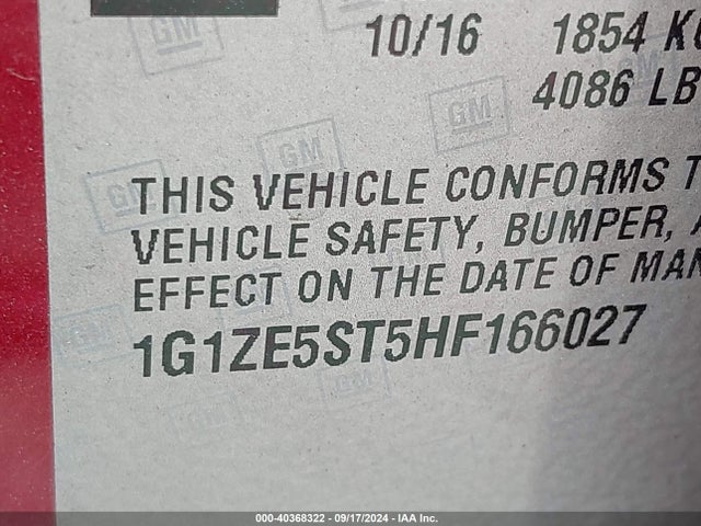 1G1ZE5ST5HF166027 Chevrolet MALIBU 1LT