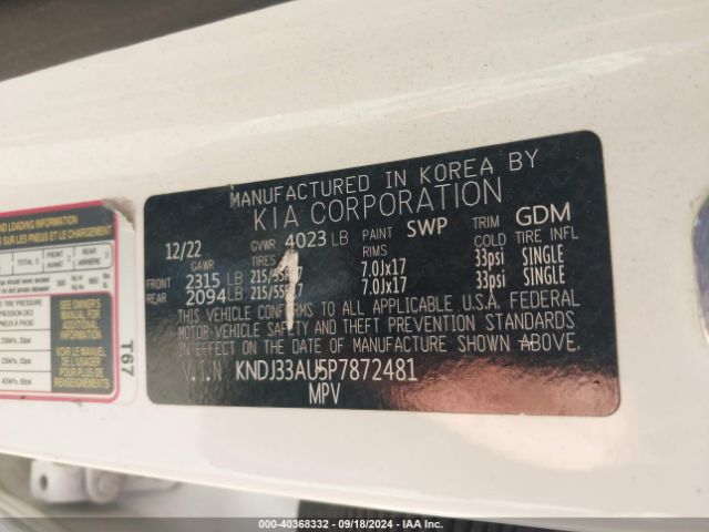 KNDJ33AU5P7872481 KIA SOUL EX