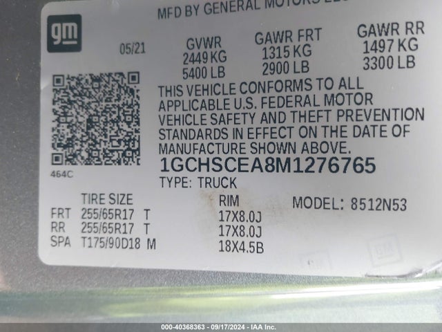 1GCHSCEA8M1276765 Chevrolet Colorado 2wd  Long Box Lt