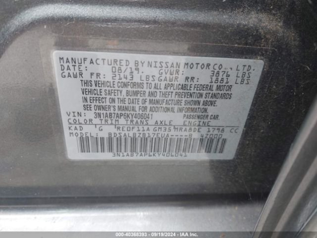 3N1AB7AP6KY406041 Nissan SENTRA S