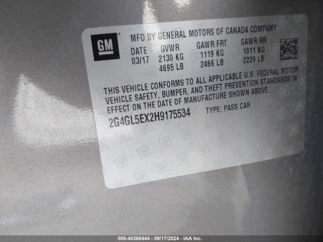 2G4GL5EX2H9175534 Buick Regal Turbo Sport Touring