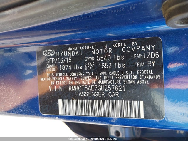 Hyundai ACCENT SE 2016 KMHCT5AE7GU257621 Image 9