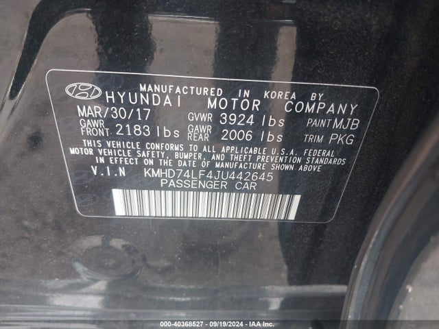 Hyundai ELANTRA SE 2018 KMHD74LF4JU442645 Image 9