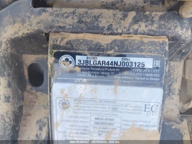 2022 CAN-AM OUTLANDER 3JBLGAR44NJ003125 Photo 9