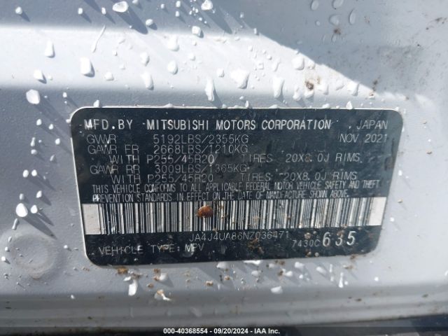 2022 MITSUBISHI OUTLANDER JA4J4UA86NZ036471 Photo 8