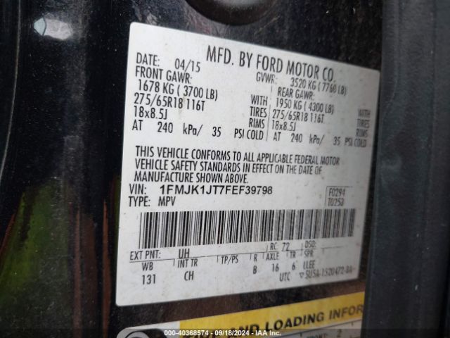1FMJK1JT7FEF39798 Ford Expedition El Xlt