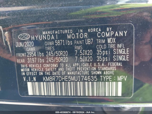 KM8R7DHE5MU174635 Hyundai Palisade Calligraphy