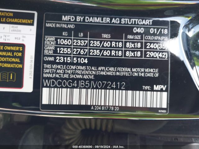 WDC0G4JB5JV072412 Mercedes-Benz GLC 300