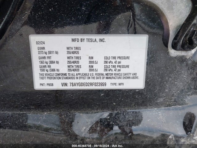 2024 TESLA MODEL Y 7SAYGDED2RF023959 Photo 8