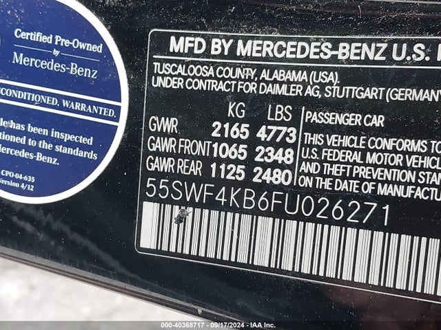 55SWF4KB6FU026271 Mercedes-Benz C 300