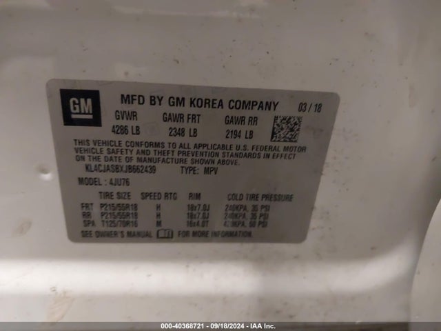 KL4CJASBXJB662439 Buick Encore Preferred