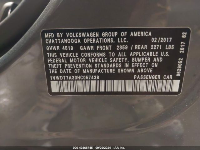 1VWDT7A33HC057438 Volkswagen Passat 1.8t R-line