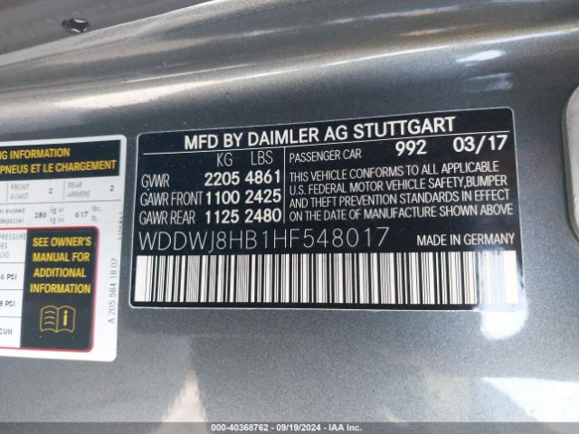 WDDWJ8HB1HF548017 Mercedes-Benz Amg C 63 S