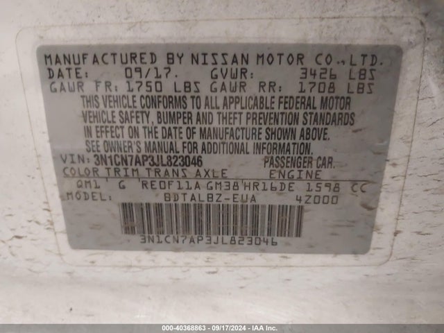 Nissan Versa 1.6 Sv 2018 3N1CN7AP3JL823046 Image 9